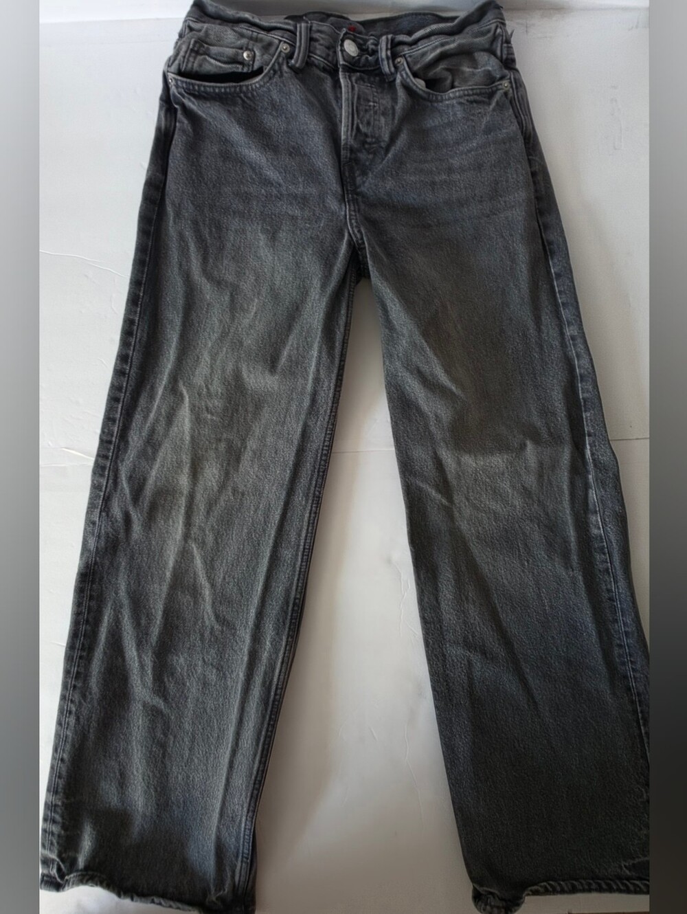 H&M Washed Charcoal Straight-Leg Jeans